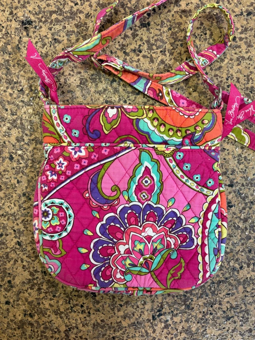 Vera Bradley Hot Pink Paisley Quilted Crossbody Bag